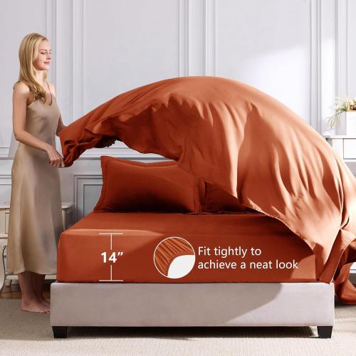 Size Super king Color burnt orange CozyLux  Comforter Set Burnt Orange - Bed in a Bag Size Luxury Soft Bed Set for All Seasons, Bedding Set with Down Alternative Comforter, Sheets, Pillowcases & Shams, Terracotta