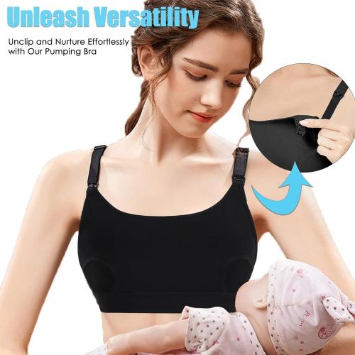 Hands Free Pumping Bra Hands-Free Breast Pump Bra Nursing Bras for Pumping Adjustable Breast-Pumps Holding and Nursing Bra (Black, Small)