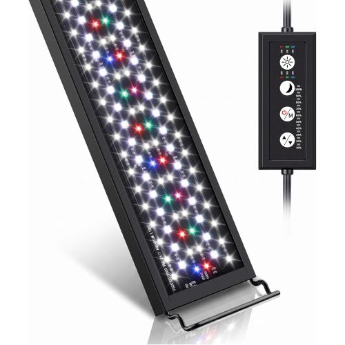 hygger Sun Moon LED Aquarium Light, Full Spectrum Fish Tank Light Day-Night Dual Timer, Adjustable 6 Timer 10 Brightness 8 Colors for Planted Freshwater Tank