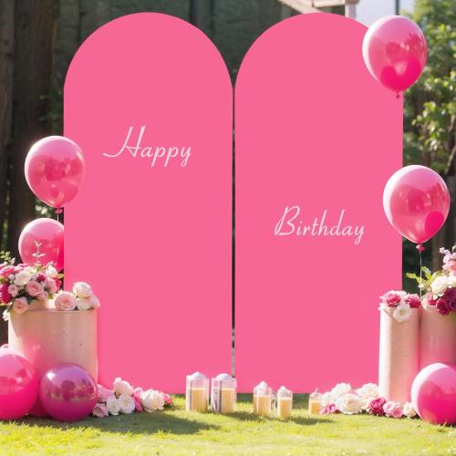 Hot Pink Arch Cover, 6FT Spandex Fitted Wedding Arch Stand Covers Round Top Chiara Backdrop Cover for Birthday Party Ceremony Banquet Decoration