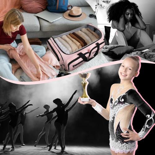 Fanwoli 23 Dance Bag with Garment Rack | Upgraded Stable System & Fabric | More Lightweight & Wear-Resistant | Ideal Competition Rolling Duffle Bag