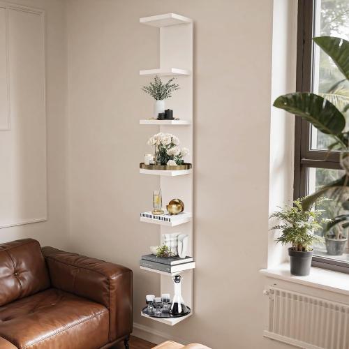 FURAOMEILI 7 Tier Wall Shelf Unit,Vertical Column Floating Storage Home Decor Organizer,White Lack Wall Shelf for Bedroom,Living Room,Office Decor(1 Pack)