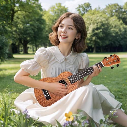 AODSK Soprano Ukulele for Beginner 21 Inch Ukelele with Gig Bag Strap Nylon String 4 Picks Holiday Gift