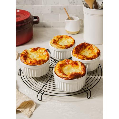 White 8oz 4 Pack LE TAUCI Ramekins 8 OZ Oven Safe, Creme Brulee Ramekins, Pudding Custard Cups Souffle Ramiken, Dipping Sauce Dishes, Ceramic Ramekin Bowls Set of 6, White