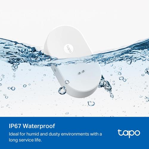 White TP-Link Tapo Smart Water Leak Detector, Requires Tapo Hub, Water Leak Sensor Wi-Fi with Rapid Dripping Detection, 90dB Adjustable Alarm, App Alerts, Compatible with Alexa and Google Home, T300
