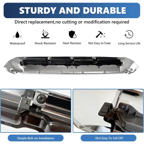 Front Upper Hood Bulge Molding Grille Trim Compatible with 2014-2021 Toyota Tundra Hood Scoop Grill Trim Hood Molding Replacement for 76180-0C030 (Chrome)