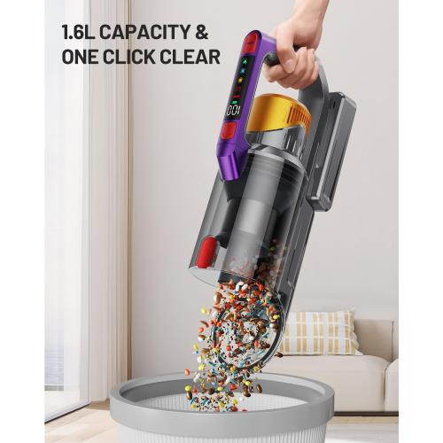 Cordless Vacuum Cleaner, 550W/45KPA Self-Standing Vacuum Cleaners for Home, Max 60Mins Anti-Tangle Stick Vacuum with Aromatherapy, Dual-Handheld Lightweight Vacuum for Pet Hair, Carpets, Hardwood