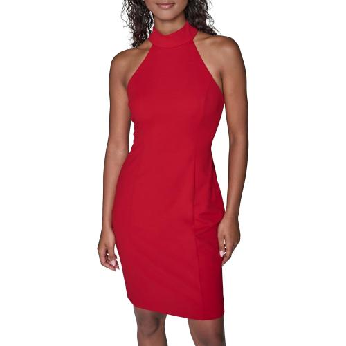 BeBe  Women's Sleeveless Halter Taffeta  Scuba Crepe Dress