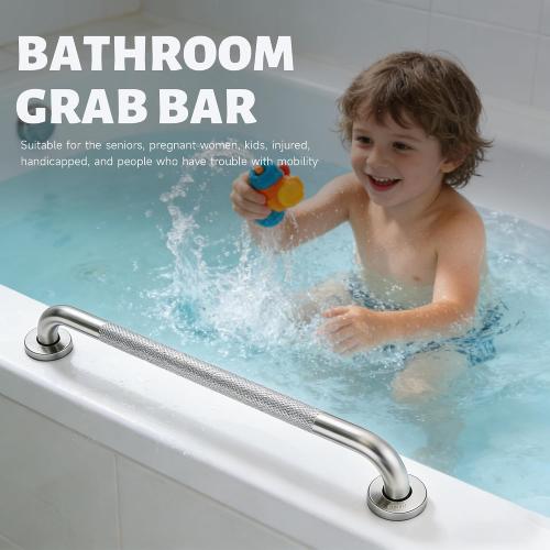 36 Inch Shower Grab Bar 1.25 Dia, Chrome Anti Slip Bathroom Grab Bar, 304 Stainless Steel Knurled Handicap Grab Bars, Safety Support Handrail, Assist Bath Shower Handle for Elderly Injury Senior