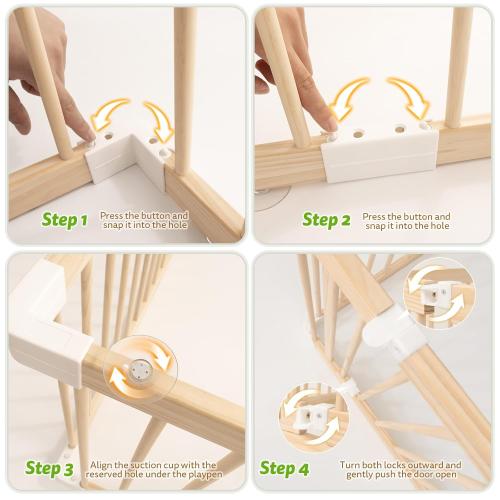 IKALIFE Extra Large Wooden Baby Playpen - Size Adjustable Fence for Babies and Toddlers, Baby Play Yard with Locking Gate, Indoor Play Pen for Kids Activity Center 10 Panels 94.5”×63.5”