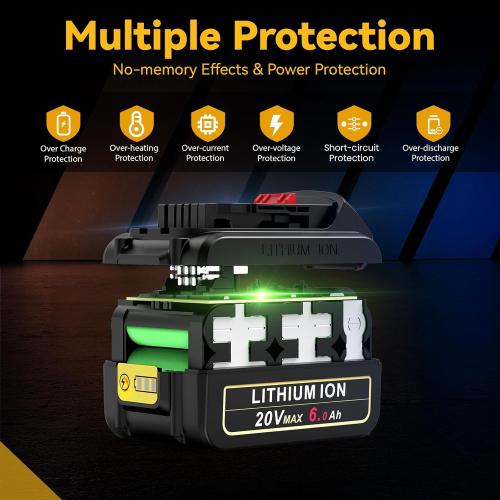 Replacement for DeWalt 20V Max Battery Charger, 2 Pack 6.0Ah Replace Battery & DCB112 Fast Charger Compatible with Dewalt 20V Max Battery DCB206 DCB205 DCB208 & 20 Volt Cordless Power Tool