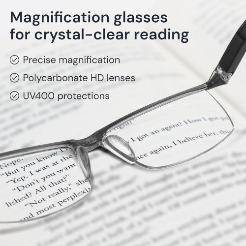 Gaoye 2.0 Executive Style Reading Glasses Men - Durable Readers with Blue Light Filtering- Comfortable Fit with TR90 Frames