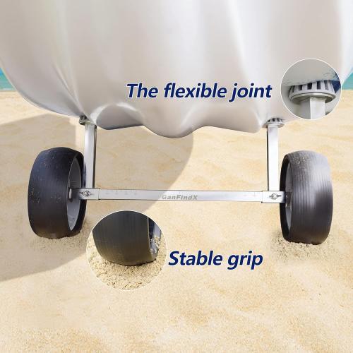 GanFindX Upgraded Quick-Detachable Sit-on-Top Kayak Cart Dolly with Flat-Free Wheels, Width & Height-Adjustable Kayak Wheels Cart, Suitable for Various Kayaks and Canoes with Plug Holes