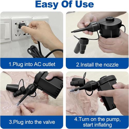 Electric Air Pump for Pool Inflatables: 2 in 1 Inflator Deflator