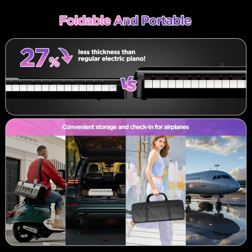 TERENCE Keyboard Piano 88 Keys V50 Digital Piano Weighted Dynamic Keyboard 30W Speakers Touch-Sensitive Control Panel Inbuilt Video and Audio Recording Feature Headphone and External Speaker Support