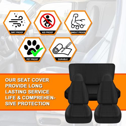 Seat Covers Compatible with Jeep Wrangler TJ 1997-2002 Full Set, Air-Mesh Breathable Automotive Cover Cushion Accessories (All Black)