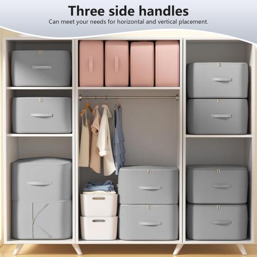 Comforter Self Compression Storage Bags, Large Capacity Blanket Storage Bags with Zipper 3-Layer Ultra Space Saving Organizer, Washable Bags, Grey