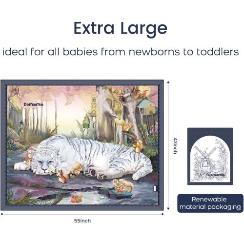 Summer Blanket for Baby 2 Layers Oversized 43 x 55 Muslin Baby Crib Blanket for Boys Girls (Tiger)