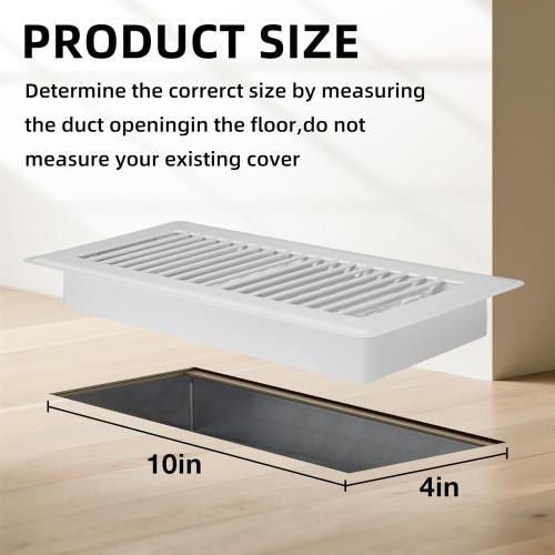 Floor Register 4x10, 4 Pack Floor Vent Covers for Home Floor Heavy Duty Steel Panel Walkable Floor Grates Adjustable Air Vent Covers 4 x 10 Floor Vent, White