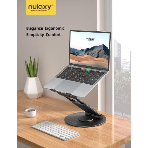 Nulaxy Telescopic 360 Rotating Laptop Stand for Desk Adjustable Height Swivel Pull Out Design Ergonomic Laptop Riser Fits All 10-17 Laptops Computer MacBook, Black