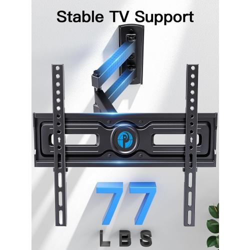 ‼️may have missing pcs‼️Pipishell Full Motion TV Wall Mount for Most 26-65 inch Flat & Curved TVs up to 77 lbs, Adjustable Bracket Height, Corner TV Mount with Single Articulating Arm, Max VESA 400x400mm, PIMF9