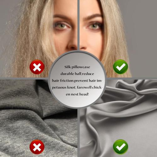 Mulberry Silk Pillowcase for Hair and Skin Pillow Case with Hidden Zipper Soft Breathable Smooth Cooling Silk Pillow Covers for Sleeping (Gray, King,1Pcs)