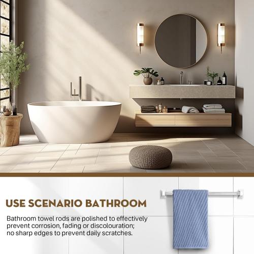 24-Inch Adjustable Bathroom Towel Bar Replacement Rod,Replacement Shower Towel Bar for Ceramic Holder with Adjustable Spring End Wall Mount for Kitchen & Bathroom Towel Storage(Clear-Reliable Plastic)