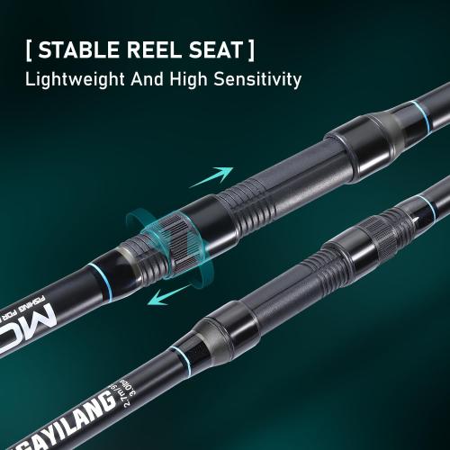 Sougayilang Spinning Fishing Rod, 3-Piece, Carbon Catfish Rod with EVA Comfortable Handle for Catfish and Carp Fishing, Medium/Heavy Power, 9'0/10'0/11'0 (11'0)