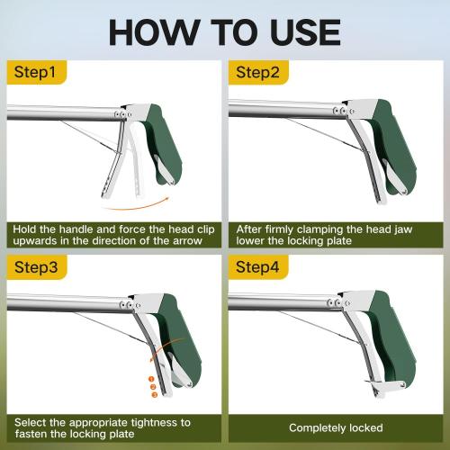 60  Snake Tongs Collapsible Grabber, Professional Reptile Snake Catcher Wide Jaw Handling Tool, Stainless Steel Snake Hook