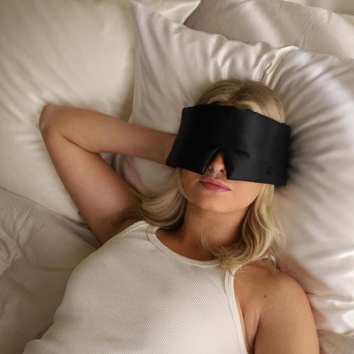 ZILK Sleep Deep Restoration Silk Sleep Mask | 100% Mulberry Silk (25-Momme), Smooth & Cooling | Light-Blocking Design with Gentle, Even Pressure | Adjustable Fit for Restful Sleep – Black