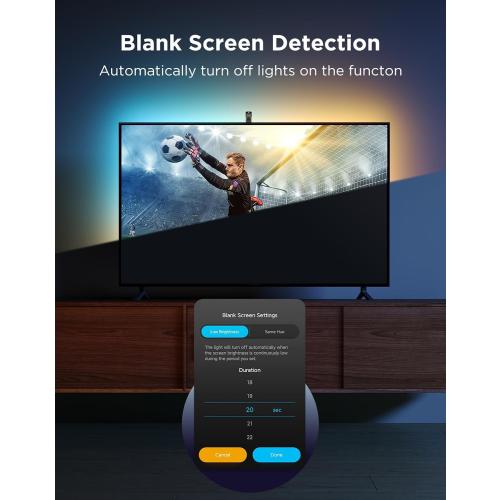 Govee TV Backlight 3 Lite with Fish-Eye Correction Function Sync to 55-65 Inch TVs, 11.8ft RGBICW Wi-Fi LED Strip Lights with Camera, 4 Colors in 1 Lamp Bead, Voice and APP Control, Adapter