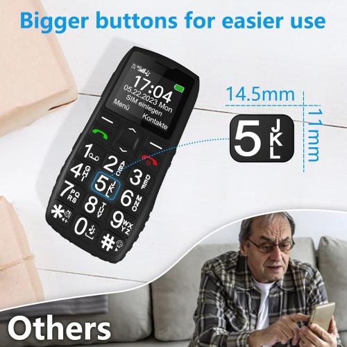 4G Big Button Cell Phone for Seniors丨VoLTE Unlocked Phones with SOS Button丨Hands-free丨Talking Numbers丨Charging Station丨Easy-to-Use Dumb Phone丨Large Font丨Speed Dial丨Bluetooth丨FM丨1800mAh - Black