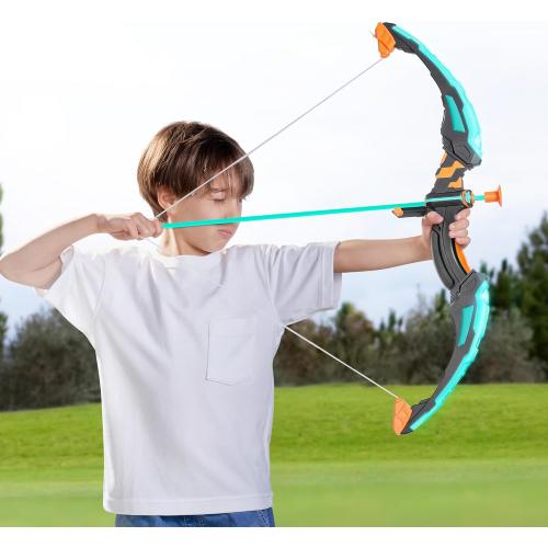 JOYIN Kids Bow and Arrow Set, LED Light Up Archery Toy Set with 9 Suction Cup Arrows, Target & Arrow Case, Indoor and Outdoor Hunting Play Gift Toys for Kids, Boys & Girls Ages 6-12