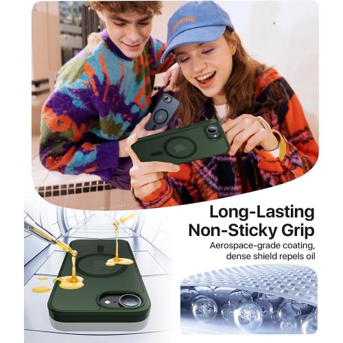 Magnetic Shockproof for iPhone 17e & iPhone 16e Case [Compatible with MagSafe] [Military-Grade Protection] Anti-Yellowing, Matte Protective Phone Case for iPhone 17 e/16 e 6.1, Green