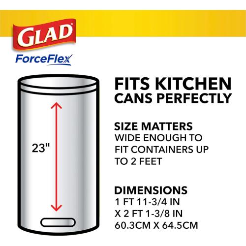 Glad ForceFlex Tall Kitchen Drawstring Trash Bags, 13 Gal, Fresh Clean, 110 Ct, Pack May Vary
