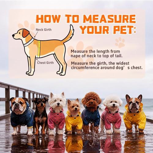 Dog rain Coat with Leash Hole and Reflective Strap - Adjustable Drawstring for Small Medium Dogs - Full-Body Coverage Water Resistant Jacket (Yellow, Small)