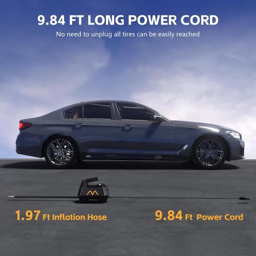 Tire Inflator Portable Air Compressor, Air Pump for Car Tires, 12V DC-Powered Auto Pump with Digital Pressure Gauge, Emergency LED Light - Car Accessories for Car, Motorcycles, Bicycle, Ball, Balloons