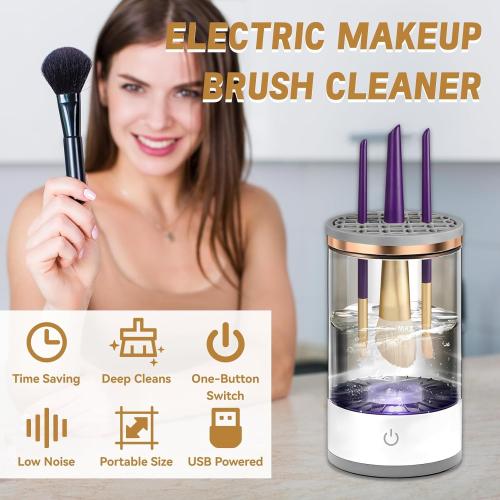 Electric Makeup Brush Cleaner - Portable Compact Design for Travel Home Use - Professional Makeup Brush Cleaning Machine - Automatic Makeup Brush Cleaner