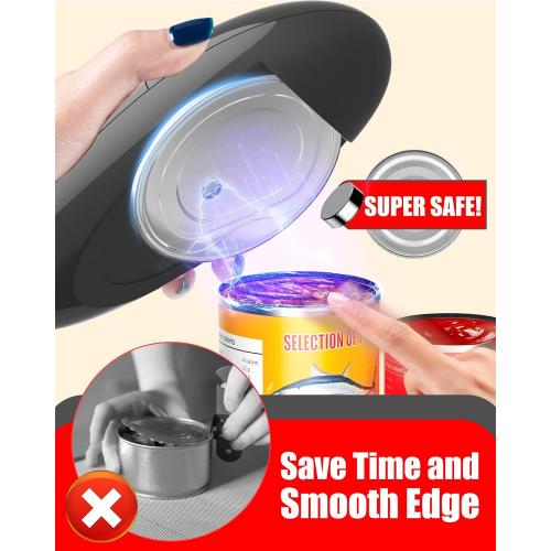 One Touch Electric Can Opener for All Can Sizes, Smooth Edge Design for Seniors with Arthritis, Automatic Kitchen Gadget & Food Safety