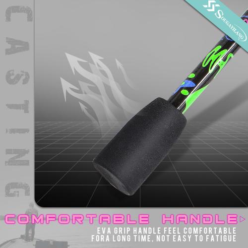 Sougayilang Fishing Rod, 2-Piece Graphite Composite Blank/Fiber Glass Spinning & Casting Rod with EVA Grip, Smooth Transition Fishing Pole