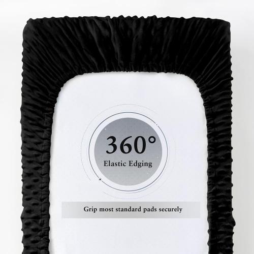 Homiest 2 Pack Changing Pad Cover, White   Black Changing Table Sheets, Ultra Soft Fleece Minky Dot Fabric, Breathable Comfortable Diaper Pad Cover for Girls and Boys, Machine Washable