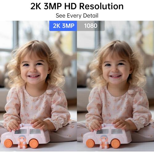 White 2.4&5GHz WiFi Indoor Security Camera,2K/3MP Camera for Home Security, 355° Pan/Tilt Pet Cam, IR Night Vision Baby Monitor, 2-Way Audio, Motion Tracking, Cloud & SD Card Storage