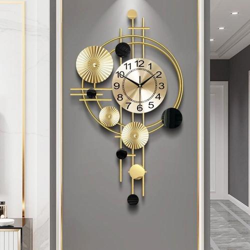 Large Wall Clocks for Living Room,Silent Non Ticking,Battery Operated Oversized Round Modern Wall Clock for Bedroom,Farmhouse,Office Wall Decor-17.8x30.7Inch(Golden)