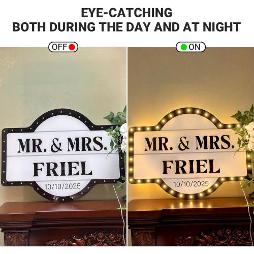 Custom Wedding LED Bottle Service Sign, Large Personalized Wedding Reception Light Up Marquee Signs, Customized Waterproof Marquee Bottle Service Lights for Nightclub Bar Birthday Party, Battery Case