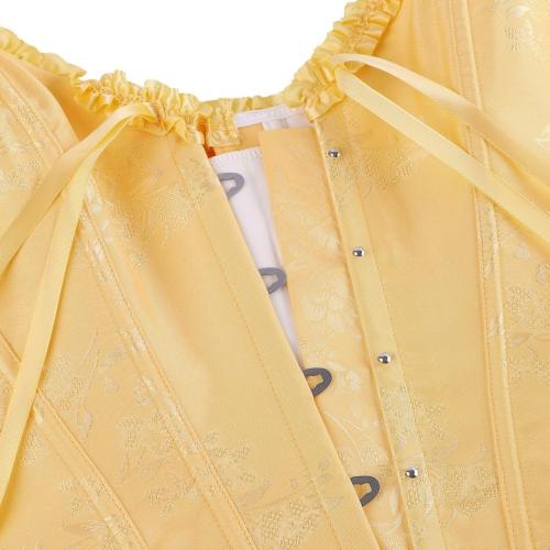 frawirshau Women's Lace Up Boned Overbust Corset Bustier Lingerie Bodyshaper Top