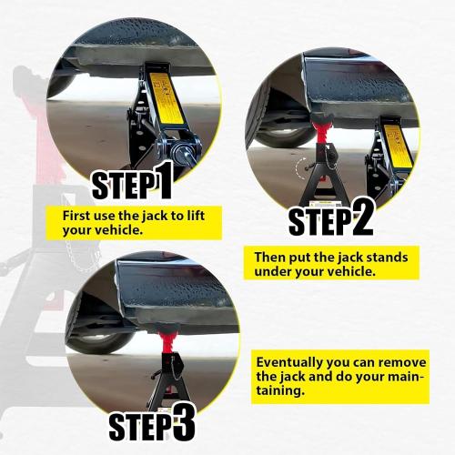 YATOINTO Jack Stands 3 Ton (6,600 LBs) with Double Pin Locking, Car Jack Stand 11.22-16.54 Adjustable with Rubber Pads, Jack Stands for Trucks,Home,Garage, SUV, Pickup,Car,UTV/ATV,1 Pair