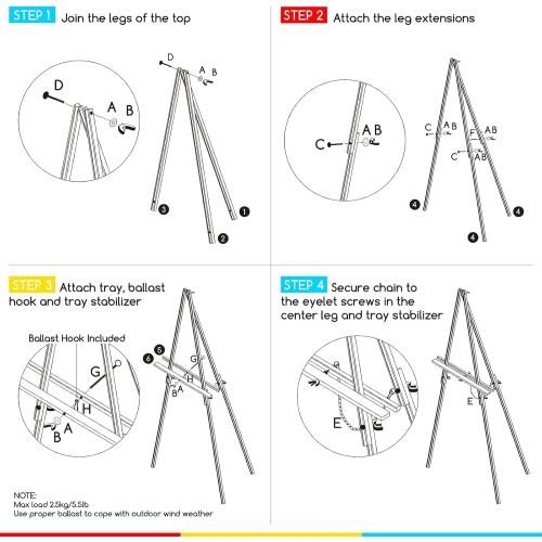 Wooden Tripod Easel Stand pine wood light weight easy assembly