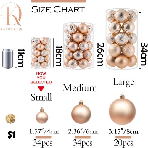 34ct White Mini Christmas Ball Ornaments Shatterproof Plastic Christmas Tree Decorations for Xmas Party Home Office Holiday Decor -Small Size (1.57/ 40mm)
