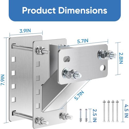GADFISH Stainless Steel Spare Tire Carrier, Upgrade Spare Tire Mount Trailer Carrier Bracket, Fits 4 & 5 & 6 Lugs Trailer Wheels on 4, 4.5, 4.75, 5 and 5.5 Bolt Patterns, Holds up to 150 Lbs