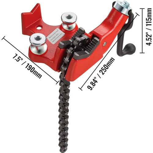 Mophorn Screw Bench Chain Vise 1/8 to 5-Inch Pipe Capacity, Heavy Duty Bench Chain Pipe Vise with Crank Handle, Neoprene-Coated Jaw, Cast Iron Material Ideal for a Variety of Pipes